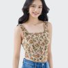 Áo croptop cổ vuông họa tiết hoa vintage